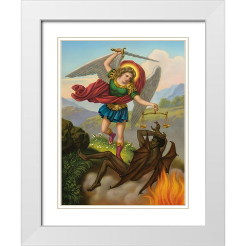 HL. MICHAEL White Modern Wood Framed Art Print with Double Matting by Anonymous