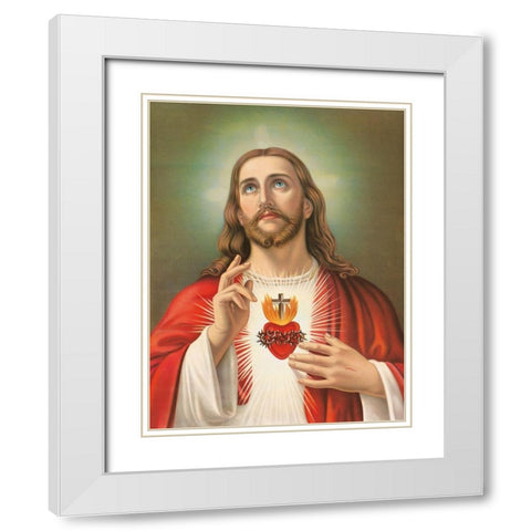 HL. HERZ JESU White Modern Wood Framed Art Print with Double Matting by Anonymous
