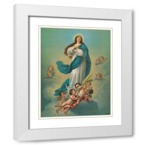 MADONNA MIT ENGELN White Modern Wood Framed Art Print with Double Matting by Anonymous