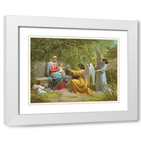 MADONNA White Modern Wood Framed Art Print with Double Matting by Anonymous
