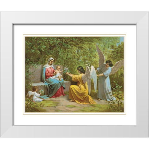 MADONNA White Modern Wood Framed Art Print with Double Matting by Anonymous