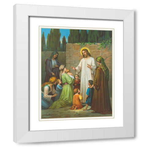 JESUS White Modern Wood Framed Art Print with Double Matting by Anonymous