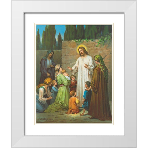 JESUS White Modern Wood Framed Art Print with Double Matting by Anonymous