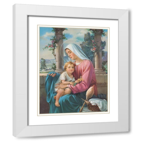 MADONNA White Modern Wood Framed Art Print with Double Matting by Anonymous