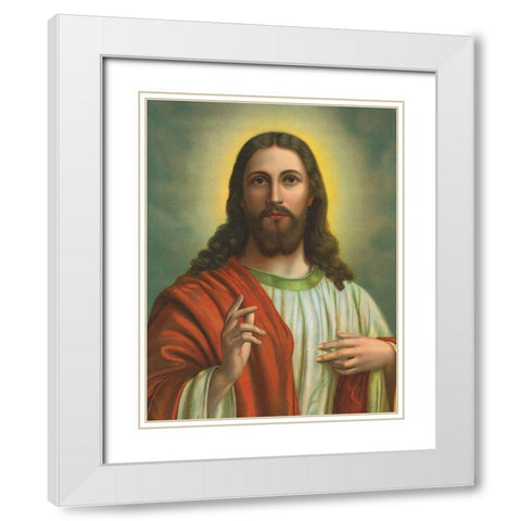 JESUS White Modern Wood Framed Art Print with Double Matting by Anonymous