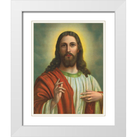 JESUS White Modern Wood Framed Art Print with Double Matting by Anonymous