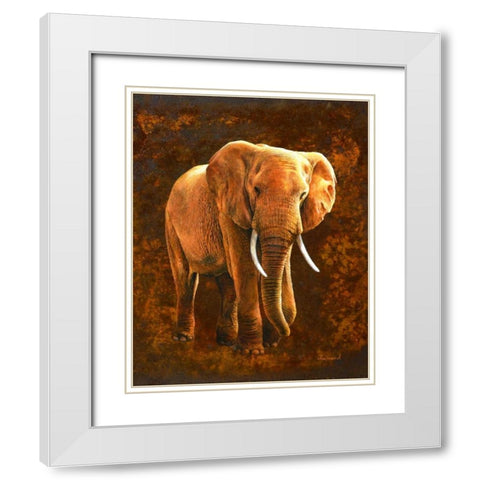 Elephant 01 White Modern Wood Framed Art Print with Double Matting by Chamard, Jean-Marc