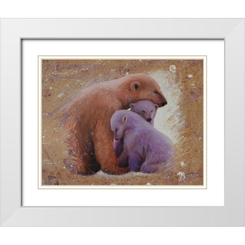 Polar bear with two cubs White Modern Wood Framed Art Print with Double Matting by Chamard, Jean-Marc