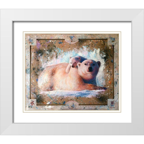 Polar bear with cub 01 White Modern Wood Framed Art Print with Double Matting by Chamard, Jean-Marc