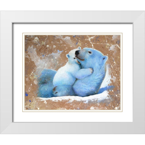 Polar bear with cub 02 White Modern Wood Framed Art Print with Double Matting by Chamard, Jean-Marc
