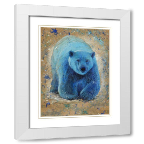 Polar bear White Modern Wood Framed Art Print with Double Matting by Chamard, Jean-Marc