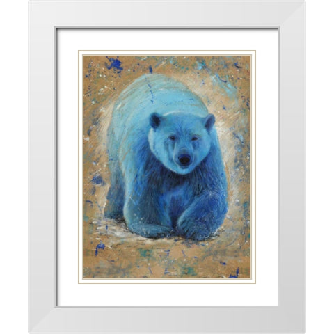 Polar bear White Modern Wood Framed Art Print with Double Matting by Chamard, Jean-Marc