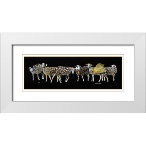 Sheep 01 White Modern Wood Framed Art Print with Double Matting by Chamard, Jean-Marc