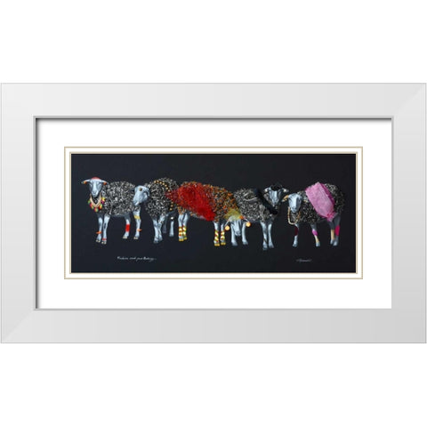 Sheep 02 White Modern Wood Framed Art Print with Double Matting by Chamard, Jean-Marc