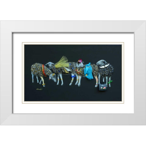 Sheep 03 White Modern Wood Framed Art Print with Double Matting by Chamard, Jean-Marc