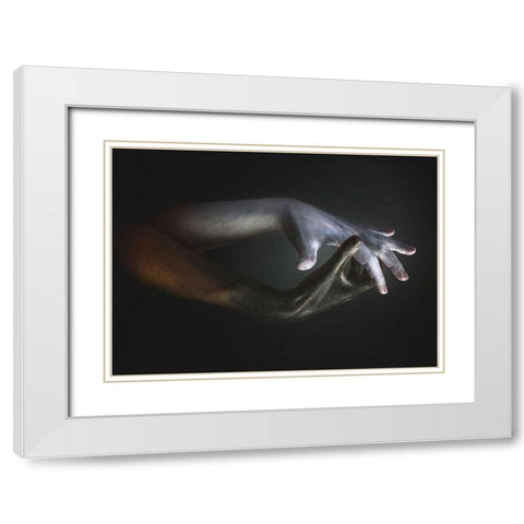 Hands White Modern Wood Framed Art Print with Double Matting by Henk van Gog