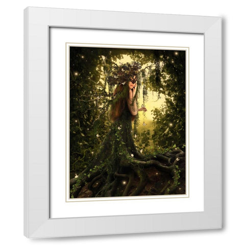 Tree Collection 1 White Modern Wood Framed Art Print with Double Matting by Babette