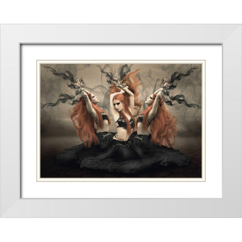 Bellydancer White Modern Wood Framed Art Print with Double Matting by Babette