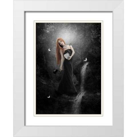 Calliope White Modern Wood Framed Art Print with Double Matting by Babette