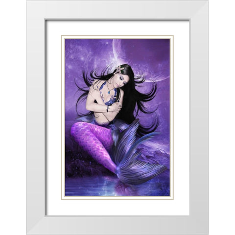 Mermaids tale White Modern Wood Framed Art Print with Double Matting by Babette