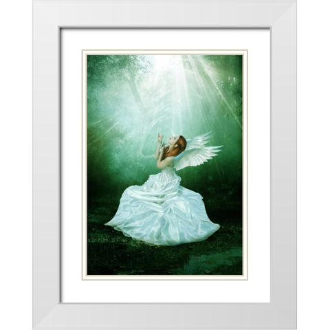 Angel 2 White Modern Wood Framed Art Print with Double Matting by Babette