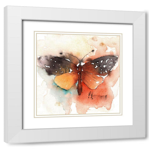 Mariposa 3 White Modern Wood Framed Art Print with Double Matting by Herrera, Leticia