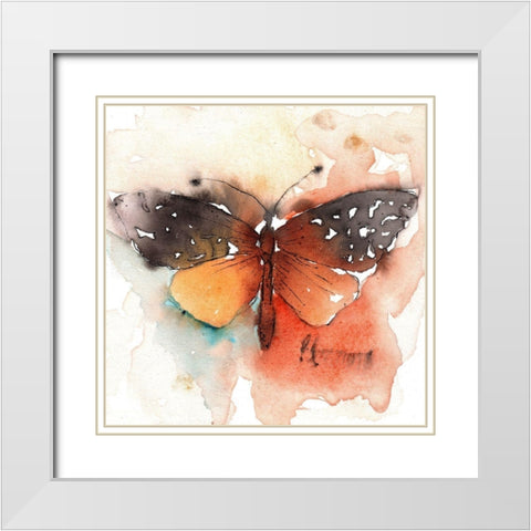 Mariposa 3 White Modern Wood Framed Art Print with Double Matting by Herrera, Leticia
