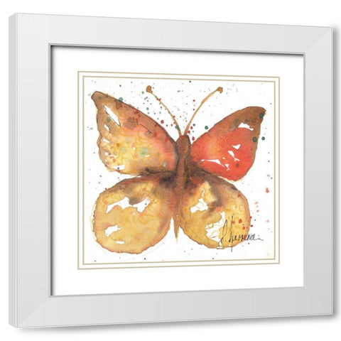 Mariposa 4 White Modern Wood Framed Art Print with Double Matting by Herrera, Leticia