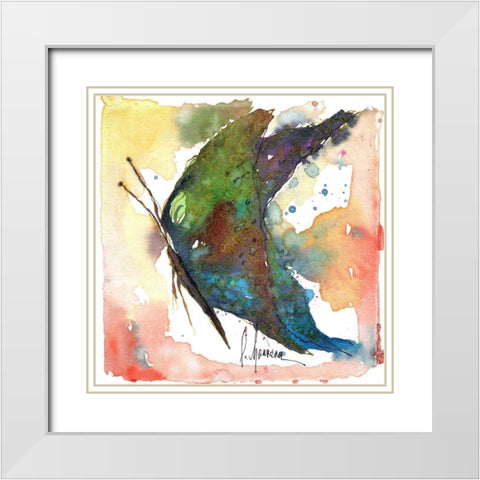 Mariposa 5 White Modern Wood Framed Art Print with Double Matting by Herrera, Leticia