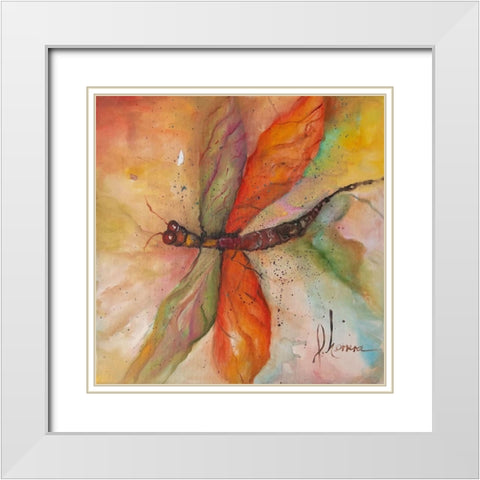 Libelula 2 White Modern Wood Framed Art Print with Double Matting by Herrera, Leticia