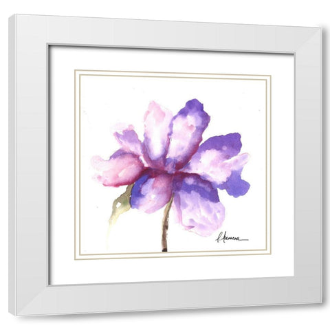 Flor Morada White Modern Wood Framed Art Print with Double Matting by Herrera, Leticia