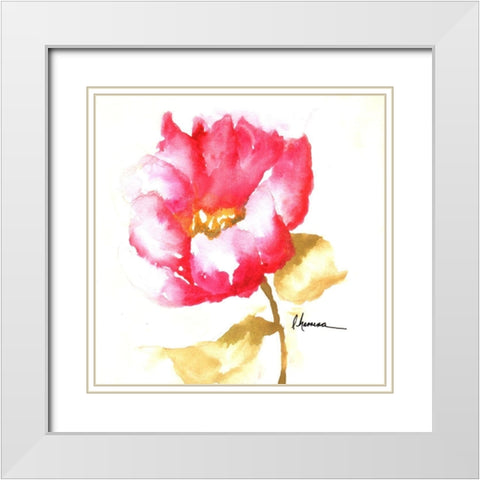 Flor Amapola White Modern Wood Framed Art Print with Double Matting by Herrera, Leticia
