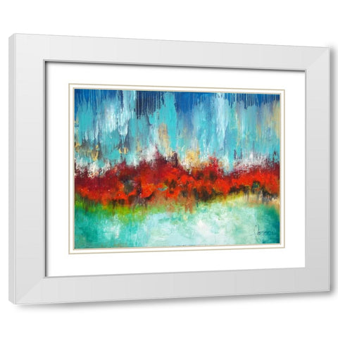 Soundwave White Modern Wood Framed Art Print with Double Matting by Herrera, Leticia