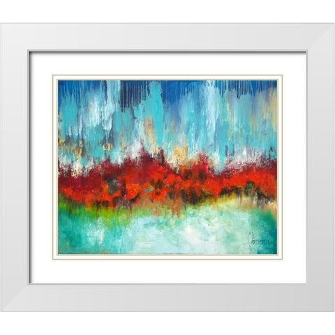 Soundwave White Modern Wood Framed Art Print with Double Matting by Herrera, Leticia