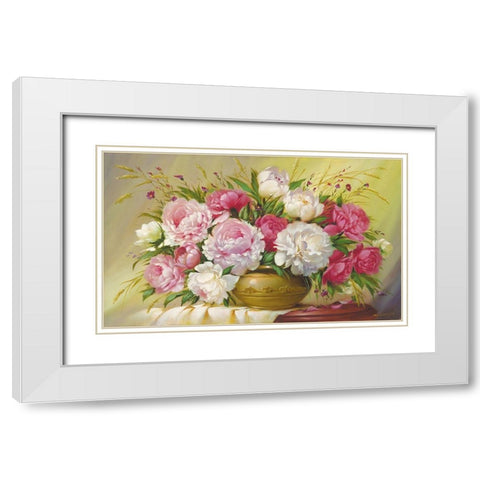 Spring Roses White Modern Wood Framed Art Print with Double Matting by Dvoretskiy, Petrovich