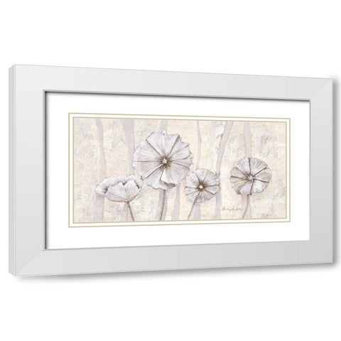 Pearl Poppies White Modern Wood Framed Art Print with Double Matting by Ancilotti, Claudia