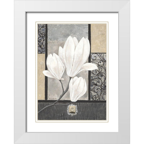 White Magnolia White Modern Wood Framed Art Print with Double Matting by Ancilotti, Claudia