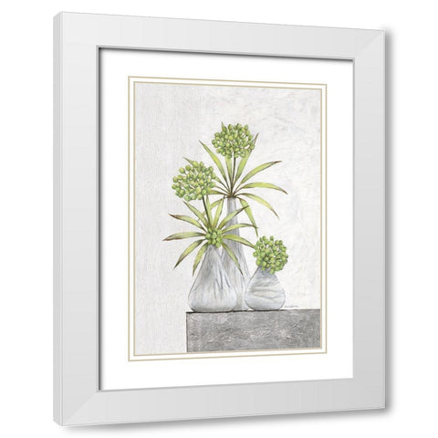 Green Pearls White Modern Wood Framed Art Print with Double Matting by Ancilotti, Claudia