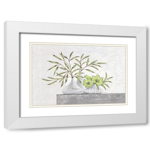 Green Lilies White Modern Wood Framed Art Print with Double Matting by Ancilotti, Claudia