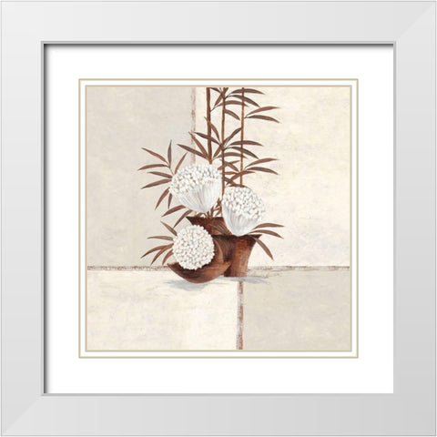 Bamboo and Bloom White Modern Wood Framed Art Print with Double Matting by Ancilotti, Claudia