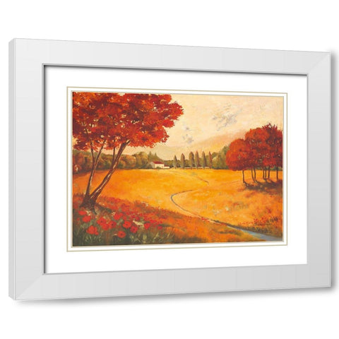 Indian Summer White Modern Wood Framed Art Print with Double Matting by Ancilotti, Claudia