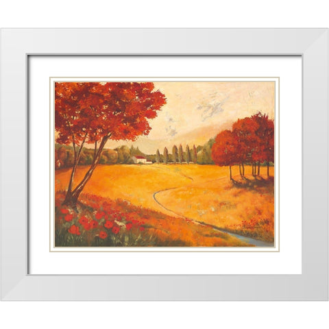 Indian Summer White Modern Wood Framed Art Print with Double Matting by Ancilotti, Claudia