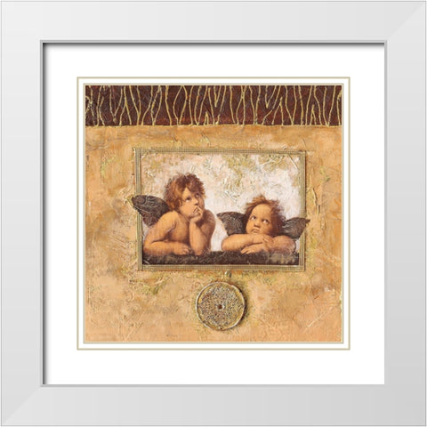 Christmas Angels White Modern Wood Framed Art Print with Double Matting by Ancilotti, Claudia