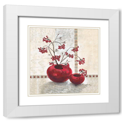 Red Berries White Modern Wood Framed Art Print with Double Matting by Ancilotti, Claudia