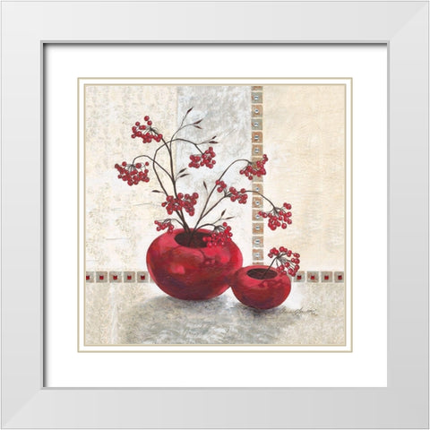 Red Berries White Modern Wood Framed Art Print with Double Matting by Ancilotti, Claudia