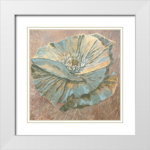 Blue Flower I White Modern Wood Framed Art Print with Double Matting by Withaar, Rian