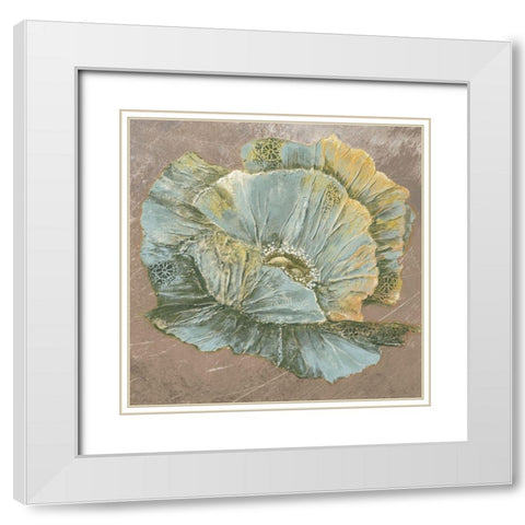 Blue Flower II White Modern Wood Framed Art Print with Double Matting by Withaar, Rian