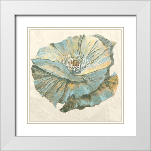 Sapphire Bloom I White Modern Wood Framed Art Print with Double Matting by Withaar, Rian