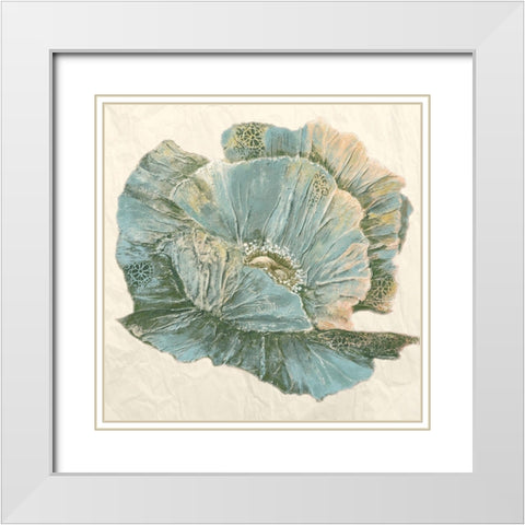 Sapphire Bloom II White Modern Wood Framed Art Print with Double Matting by Withaar, Rian