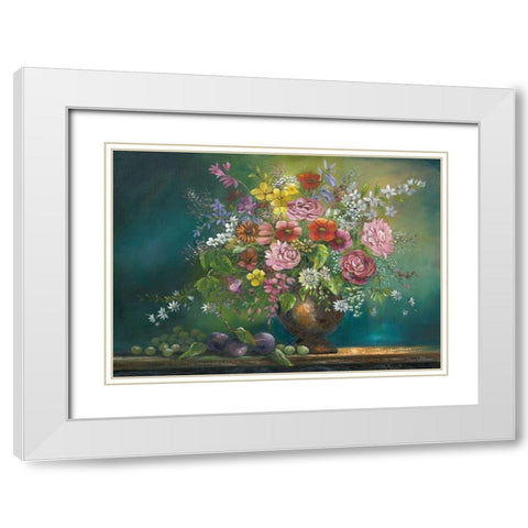 Flower Bouquet 1 White Modern Wood Framed Art Print with Double Matting by Withaar, Rian